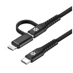 CELLY Καλώδιο 2IN1: USB-C & Lightning 60W - Μαύρο